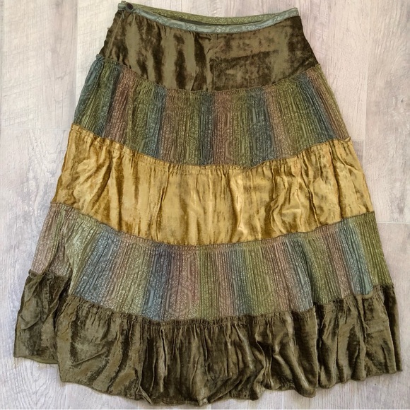 🌈NWOT boho velvet & lace tier skirt - Picture 2 of 3